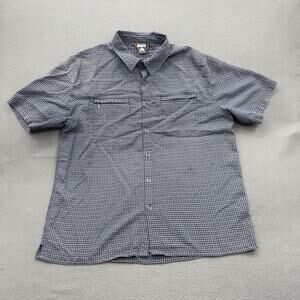Nike ACG Shirt Mens XL Blue Check Short Sleeve Button Up Hiking Trail